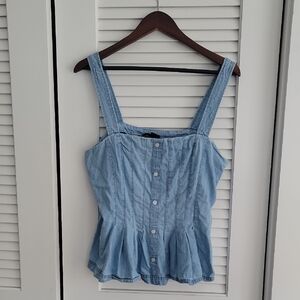 Veronica Beard Blue Fitted Peplum Tank Top